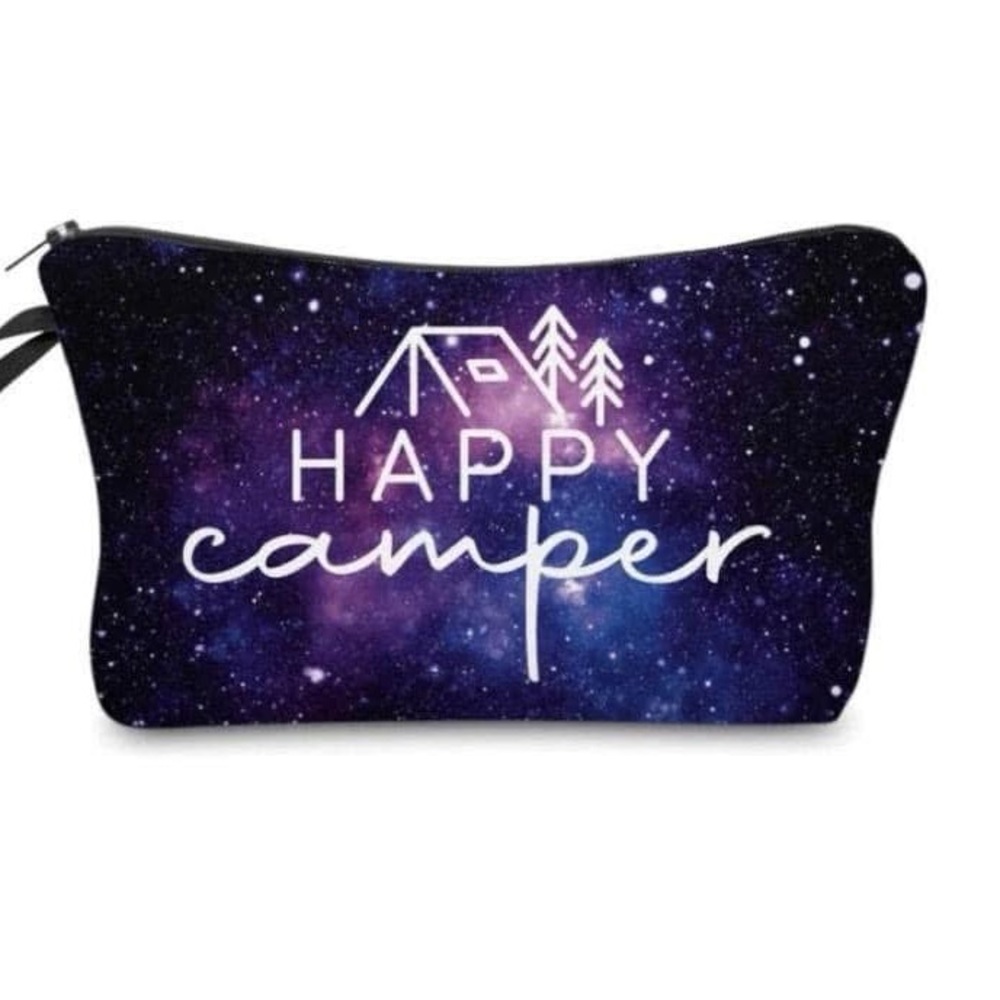 Galaxy Print 'Happy Camper' Zipper Pouch